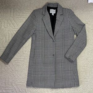 Carolina Belle Black and White Plaid Blazer Jacket Coat Size S